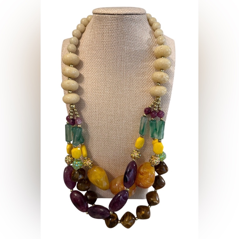 #620 Simple Addictions Triple Stand Multicolor Beaded Necklace